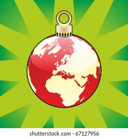 fully editable colored christmas bulb with world globe layout