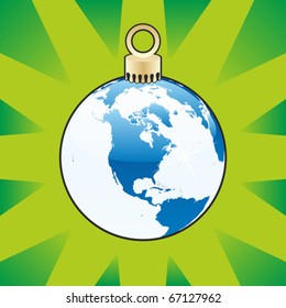 fully editable colored christmas bulb with world globe layout