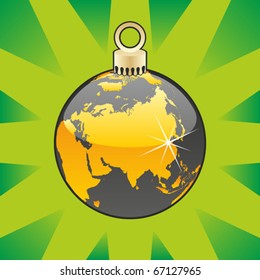 fully editable colored christmas bulb with world globe layout