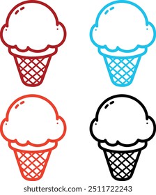 Fully Editable Colorful Line Art Ice Cream Line Art