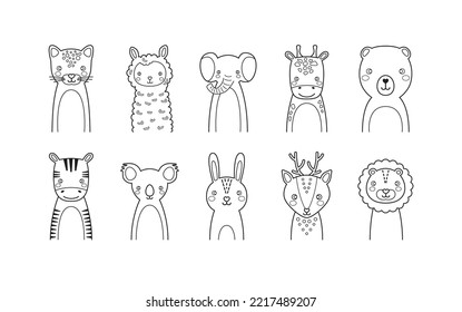 Fully editable coloring ilustrations of different animals.