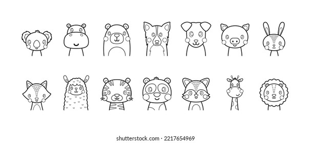 Fully editable coloring ilustrations of different animals.