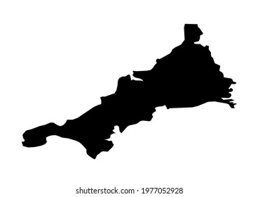 Fully Editable, Detailed Vector Map Of Cornwall,Isles Of Scilly,United Kingdom. The File Is Suitable For Editing And Printing Of All Sizes.
