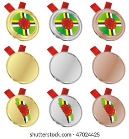 fully editable dominica vector flag in medal shapes