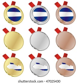 fully editable el salvador vector flag in medal shapes