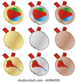 fully editable eritrea vector flag in medal shapes