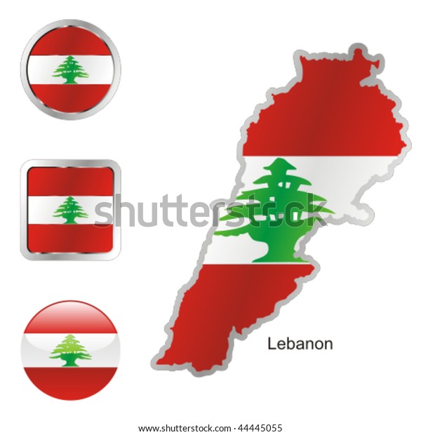Fully Editable Flag Lebanon Map 600w 44445055 
