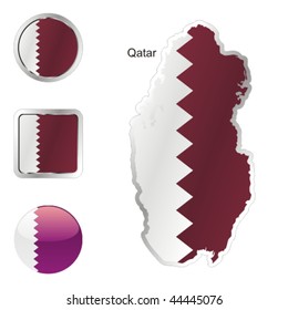 fully editable flag of qatar in map and internet buttons shape