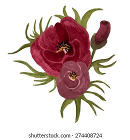 Fully editable flowers and leaves painted watercolor. Vector illustration for design