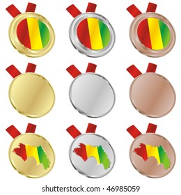 fully editable guinea vector flag in medal shapes