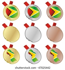 fully editable guyana vector flag in medal shapes