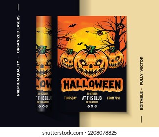Fully editable halloween flyer or poster design for any graphic designer