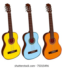 fully editable illustration classic guitars