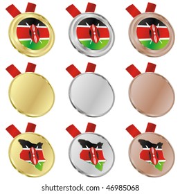 fully editable kenya vector flag in medal shapes