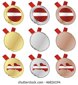 fully editable latvia vector flag in medal shapes