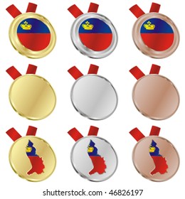 fully editable liechtenstein vector flag in medal shapes