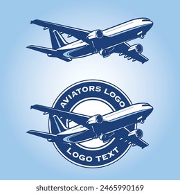 Fully editable logo template with realistinc looking 2D plane vector illustration