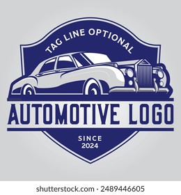 Fully editable logo template with vintage car illustration for automotive repair shops or car clubs or any other digital print media
