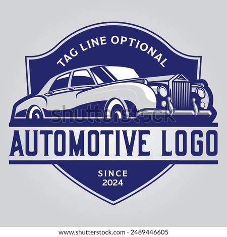 Fully editable logo template with vintage car illustration for automotive repair shops or car clubs or any other digital print media