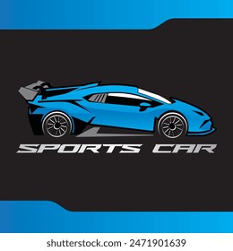 Vector de silueta de coche deportivo de lujo totalmente editable adecuado para diseños de logotipos y medios de impresión