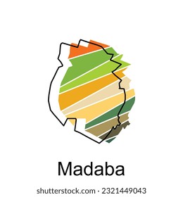Fully Editable Map of Madaba, Vector map of Jordan with named governance and travel icons