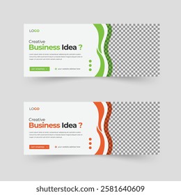 Fully editable modern web banner template or social media advertising design with image replacing are