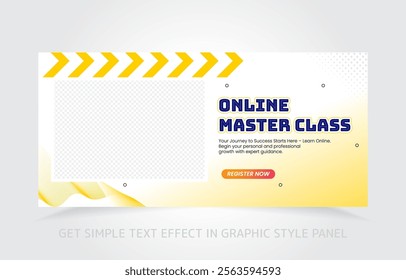 Fully editable online study banner with graphic style text effects for education projects