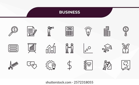 fully editable outline icon collection from business concept. thin line icons set such as money finder,  , thin, worker digging a hole, tactic,