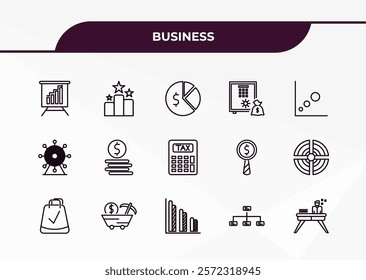 fully editable outline icon collection from business concept. thin line icons set such as graphic panel, ranking factor, big wheel, structure, sleepy worker at work,