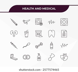 fully editable outline icon collection from health and medical concept. thin line icons set such as injection, pancreas, syringe, breast pump, bio,