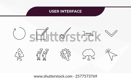 fully editable outline icon collection from user interface concept. thin line icons set such as restart, make, 6 ps, cloud with connection, mouse clicker,