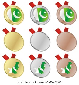 fully editable pakistan vector flag in medal shapes