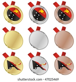fully editable papua new guinea vector flag in medal shapes