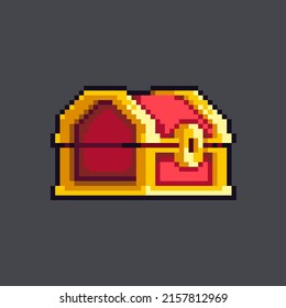 Fully editable pixel art illustration treasure chest for game
development, mobile app, and printed purpose.