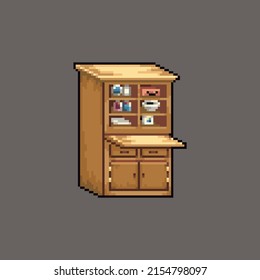 Fully editable pixel art vector illustration wardrobe cabinet for game development, graphic design, poster and art.