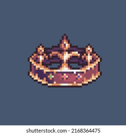 Fully editable pixel art vector illustration crown for game development, graphic design, poster and art.