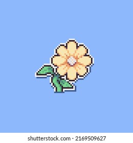 Fully editable pixel art vector illustration yellow flower for game development, graphic design, poster and art.