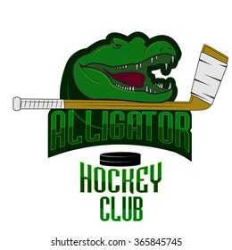 Fully editable professional hockey logo . Alligator hockey logo