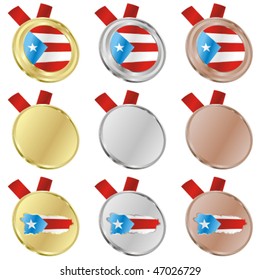 fully editable puerto rico vector flag in medal shapes