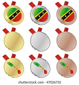 fully editable saint kitts and nevis vector flag in medal shapes
