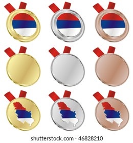 fully editable serbia vector flag in medal shapes