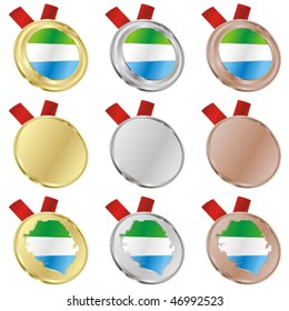 fully editable sierra leone vector flag in medal shapes