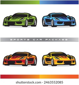 Vollständig editierbare einfache Sportwagen-Vektorillustrationen 
