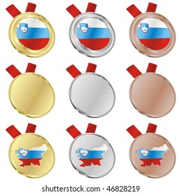 fully editable slovenia vector flag in medal shapes