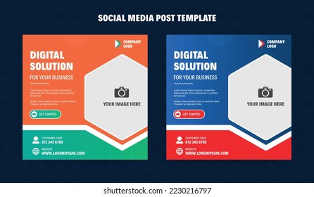 Fully Editable Social Media Template. It can be used for all types of marketing posts.