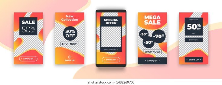 Fully editable stories vector template for social media. Ready to use with your photos!