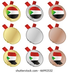 fully editable sudan vector flag in medal shapes