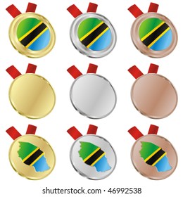 fully editable tanzania vector flag in medal shapes