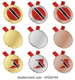 fully editable trinidad and tobago vector flag in medal shapes