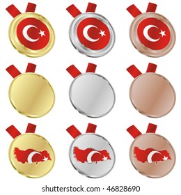 fully editable turkey vector flag in medal shapes